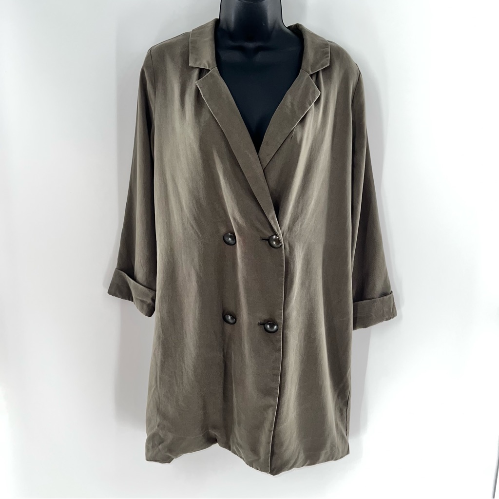 Lovers + Friends Olive Green Double-Breasted Trench Short Coat/Long Jacket-Sz S